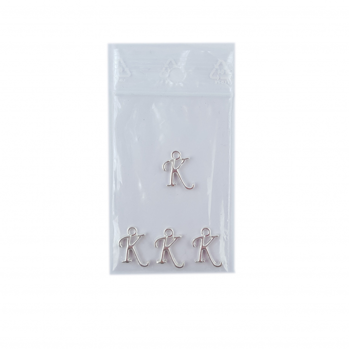 Litera K argint Charm pentru confectionat bijuterii pandantive medalioane bratari cercei - set 4 buc Dras [2]