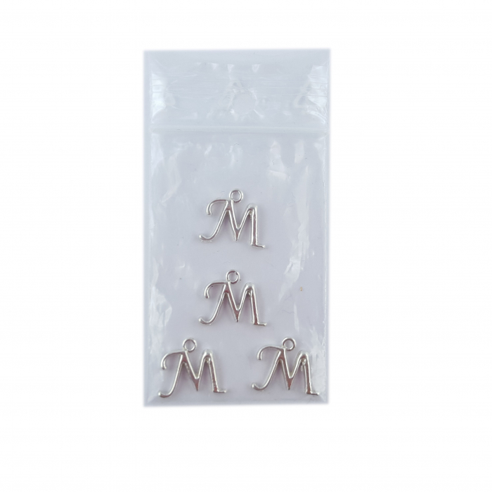 Litera M argint Charm pentru confectionat bijuterii pandantive medalioane bratari cercei - set 4 buc Dras [2]