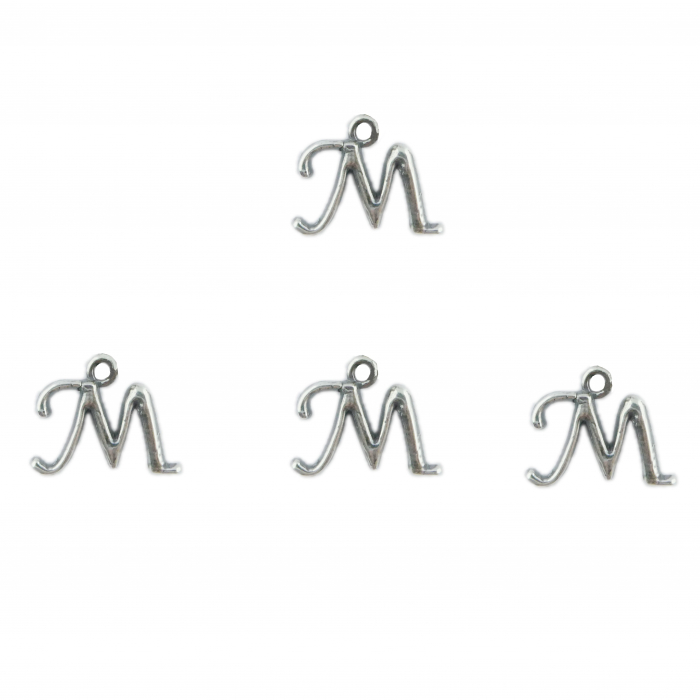 Litera M argint Charm pentru confectionat bijuterii pandantive medalioane bratari cercei - set 4 buc Dras [1]