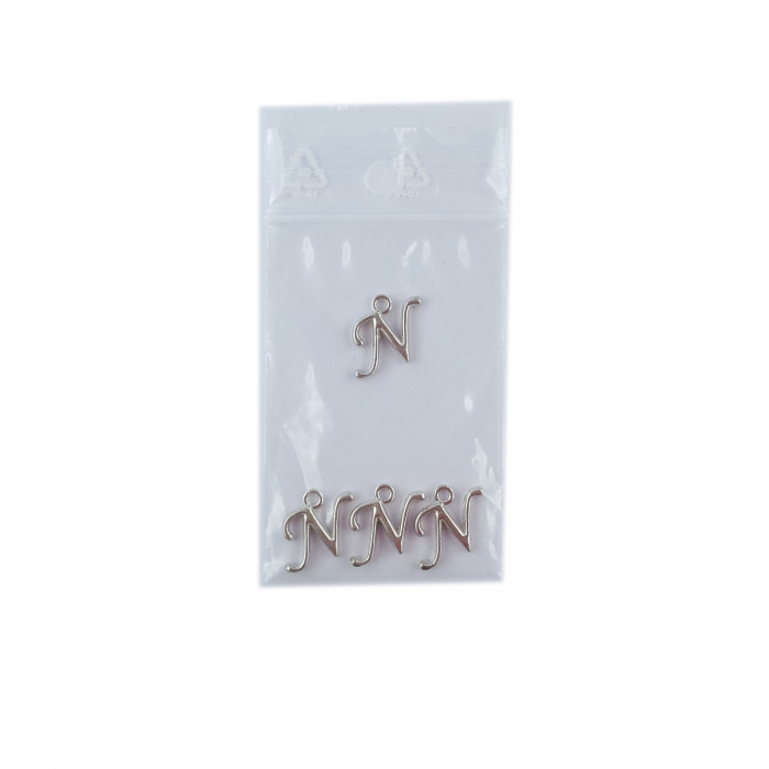 Litera N argint Charm pentru confectionat bijuterii pandantive medalioane bratari cercei - set 4 buc Dras [2]
