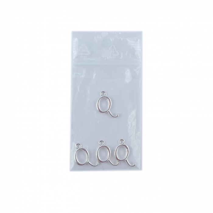 Litera Q argint Charm pentru confectionat bijuterii pandantive medalioane bratari cercei - set 4 buc Dras [2]