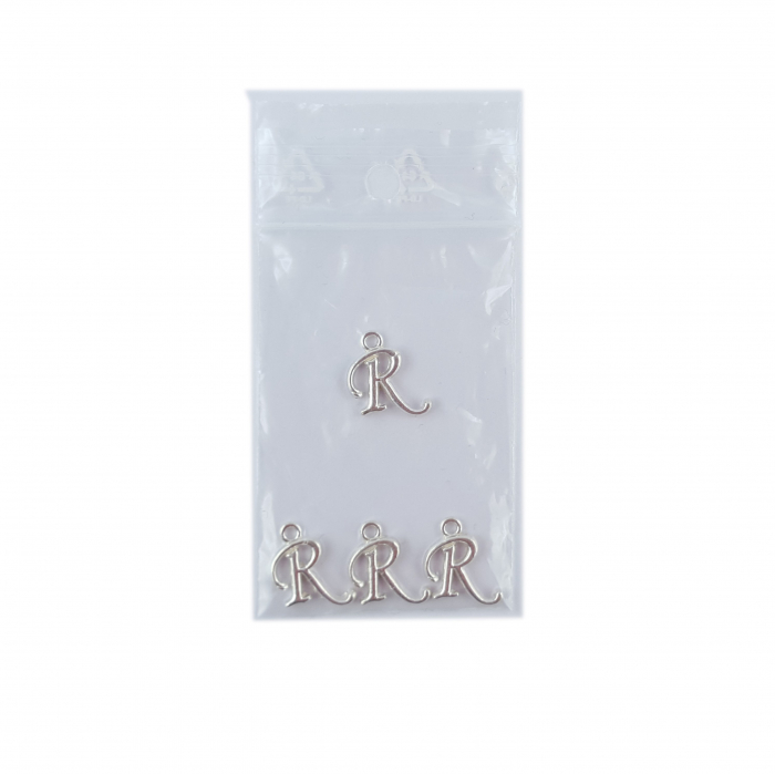 Litera R argint Charm pentru confectionat bijuterii pandantive medalioane bratari cercei - set 4 buc Dras [2]