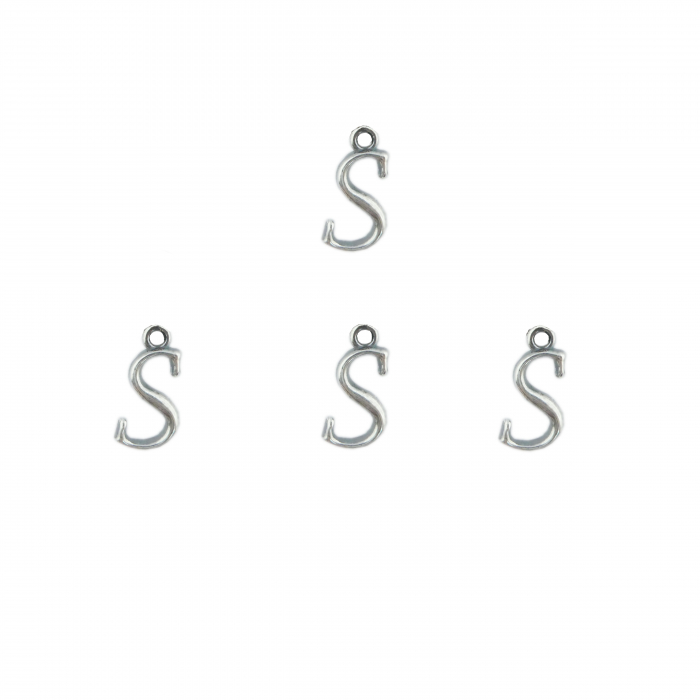 Litera S argint Charm pentru confectionat bijuterii pandantive medalioane bratari cercei - set 4 buc Dras [1]