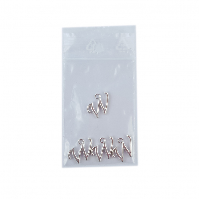 Litera W argint Charm pentru confectionat bijuterii pandantive medalioane bratari cercei - set 4 buc Dras [2]