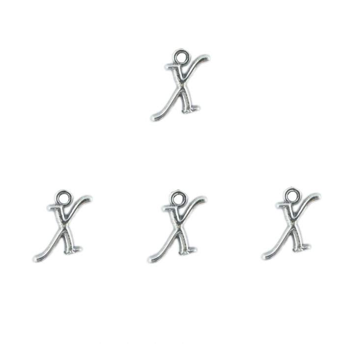Litera X argint Charm pentru confectionat bijuterii pandantive medalioane bratari cercei - set 4 buc Dras [1]