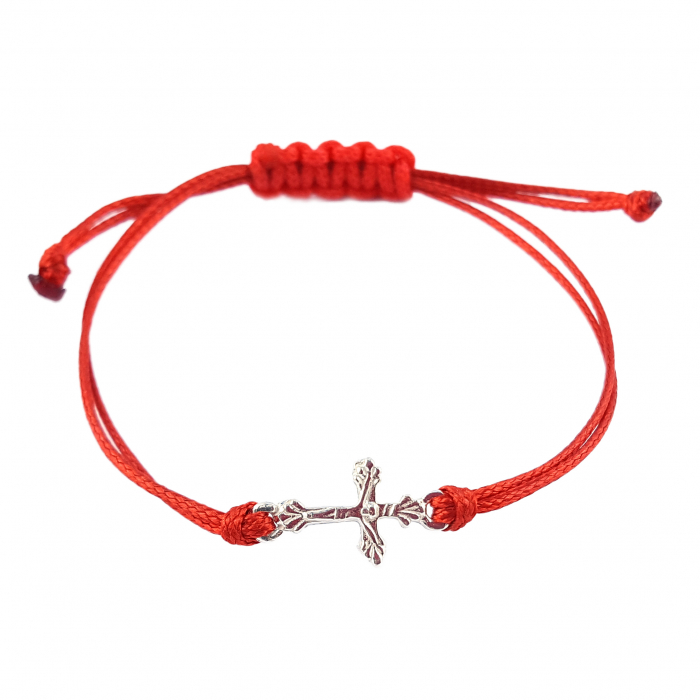 Martisor Bratara pentru copii snur rosu personalizata cruciulita argint 4221060 Dras [1]