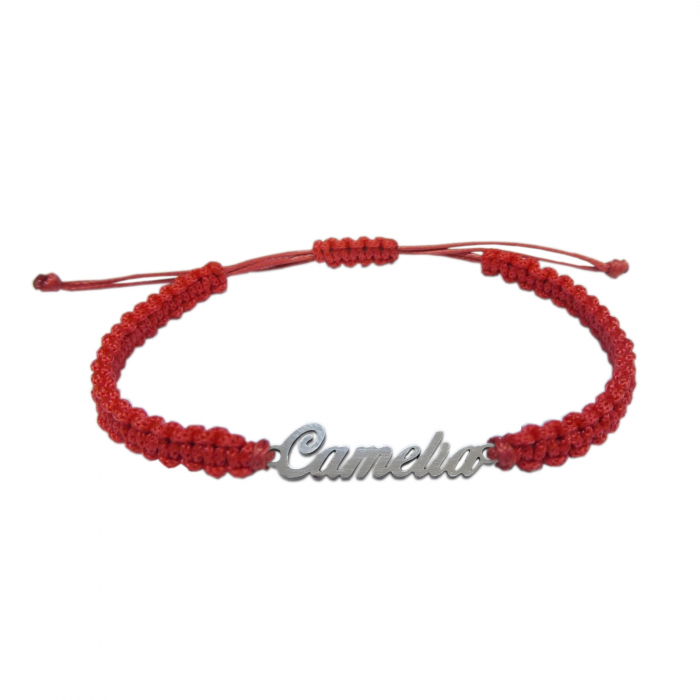 Martisor Bratara snur rosu impletit manual personalizata nume Camelia argint 9442100 Dras [1]