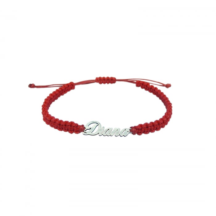 Martisor Bratara snur rosu impletit manual personalizata nume Diana argint 9419100 Dras [1]