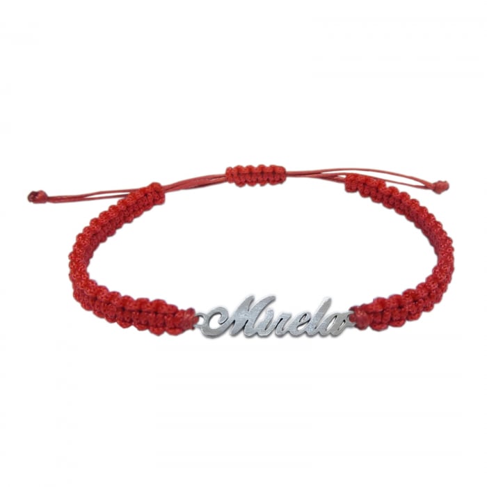 Martisor Bratara snur rosu impletit manual personalizata nume Mirela argint 9444100 Dras [1]