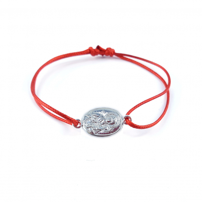 Martisor Bratara snur rosu personalizata medalion Maica Domnului si pruncul Iisus argint 4252150 Dras [1]