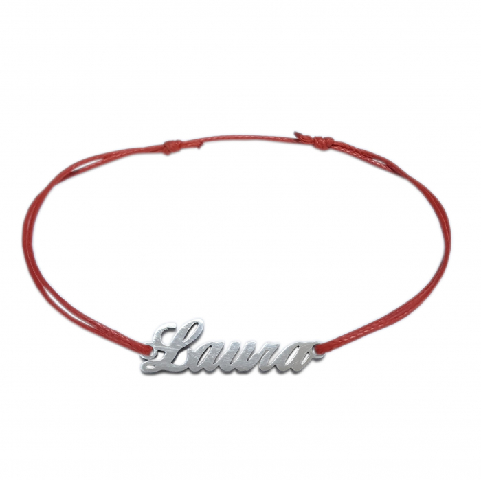 Martisor Bratara snur rosu personalizata nume Laura argint 9443100 Dras [1]