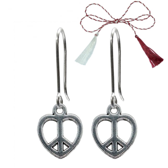 Martisor Cercei argint Inimioara semnul pacii 9571250 Dras [1]