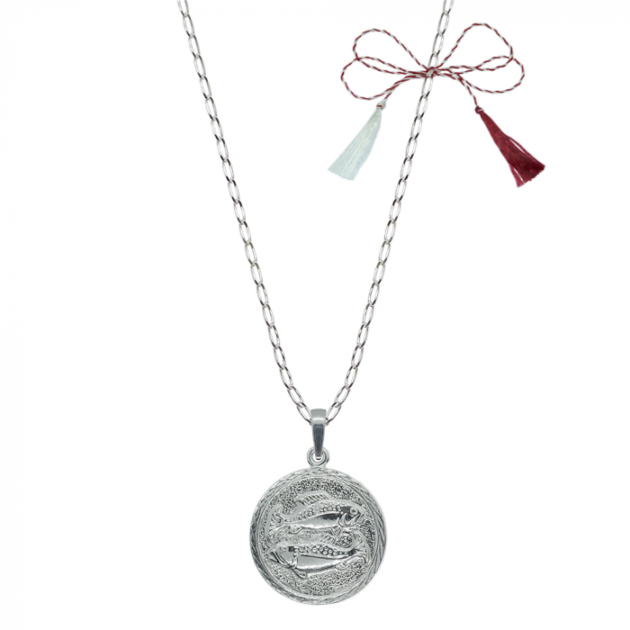 Martisor Lantisor argint personalizat medalion zodie Pesti zodiac european argint 4202FIG470 Dras [1]