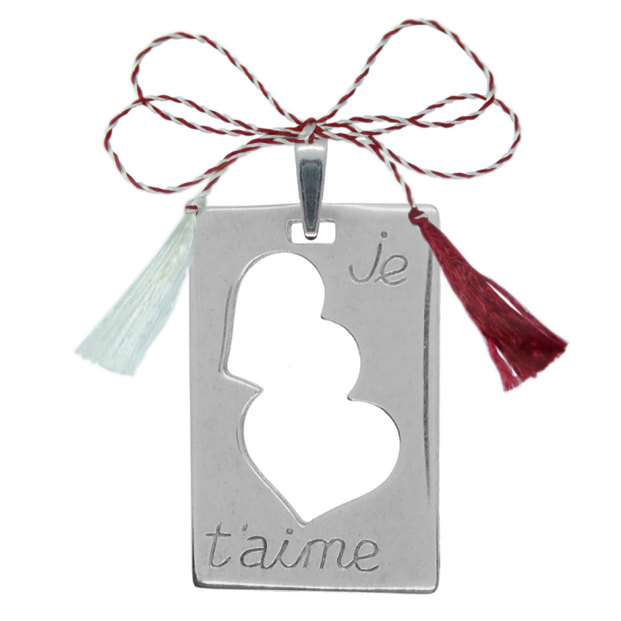 Martisor Pandantiv argint carabina Placuta Inimioare Je t'aime 7825500 Dras [1]