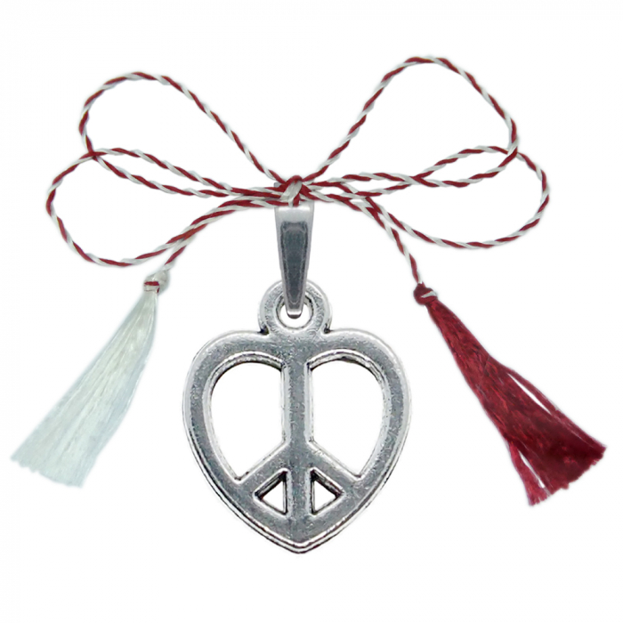 Martisor Pandantiv argint Inimioara semnul pacii 9571115 Dras [1]
