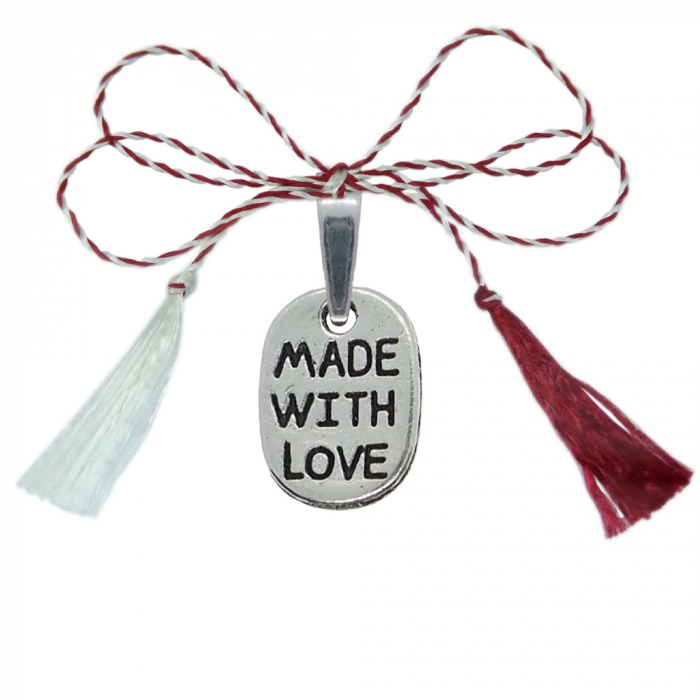 Martisor Pandantiv argint Placuta made with love 9598115 Dras [1]