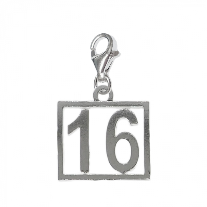 Pandantiv argint carabina Cifra 16 numar norocos cifre aniversare 10251_6320 Dras [1]