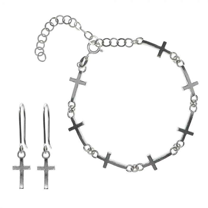 Set bratara cercei argint Cruciulita 9354830 Dras [1]
