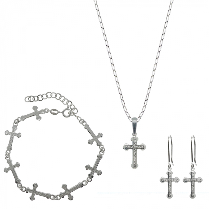 Set lantisor bratara cercei argint Cruciulita 41831075 Dras [1]