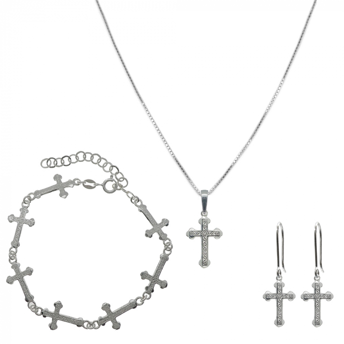 Set lantisor bratara cercei argint Cruciulita 41831105 Dras [1]