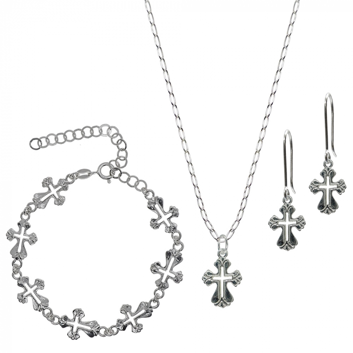 Set lantisor bratara cercei argint Cruciulita 44881020 Dras [1]