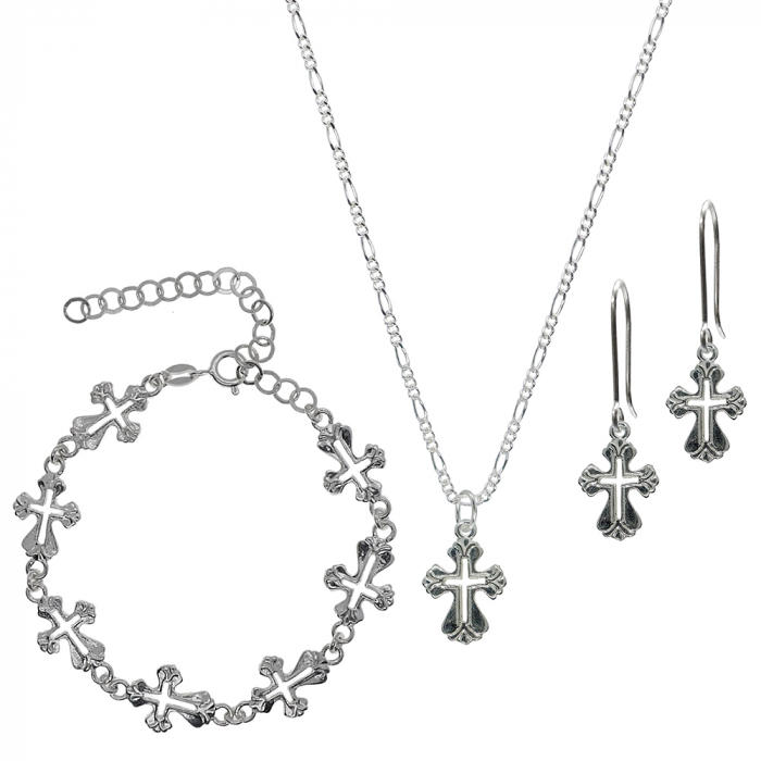 Set lantisor bratara cercei argint Cruciulita 44881110 Dras [1]