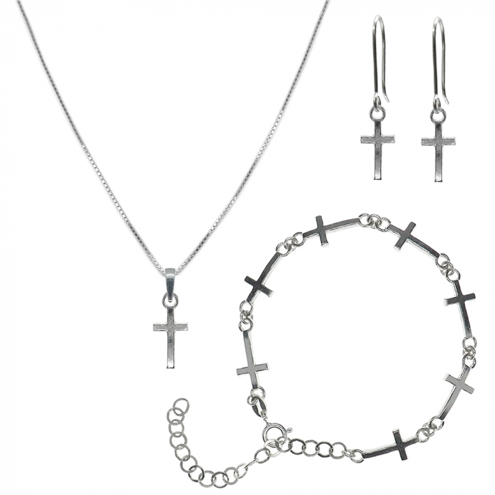Set lantisor bratara cercei argint Cruciulita 93541130 Dras [1]