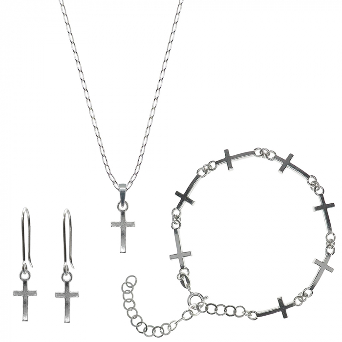 Set lantisor bratara cercei argint Cruciulita 9354830 Dras [1]
