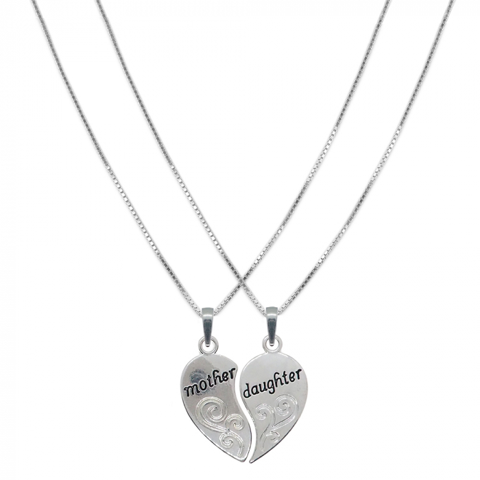 Set Mama fiica Lantisor argint personalizat pandantiv Inimioara mother-daughter 10199VEN880 Dras [1]