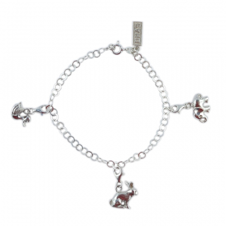 Bratari - Bratara argint ANIMALE personalizata 3 pandantive argint carabina: RATUSCA IEPURE Elefant reglabila GIOTTO1160 Dras