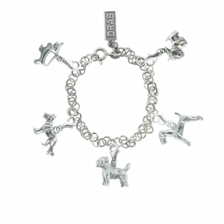 Bratari din argint: - Bratara argint CAINI personalizata 5 pandantive argint carabina: TECKEL CIOBANESC GERMAN YORKSHIRE FOX TERRIER SCHNAUZER reglabila GIOTTO1470 Dras