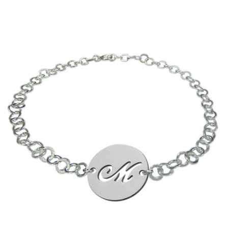 Bratari din argint: - Bratara argint personalizata banut decupat argint Litera M reglabila 9482420 Dras