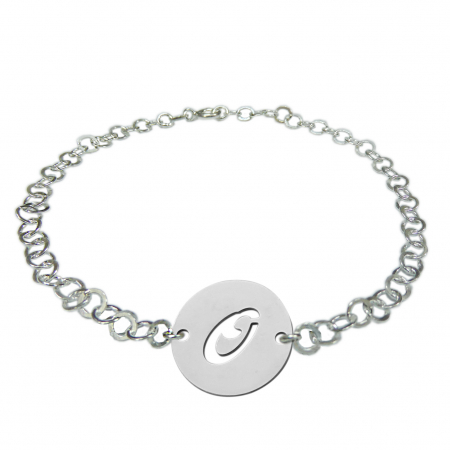 Bratari din argint: - Bratara argint personalizata banut decupat argint Litera O reglabila 9484420 Dras