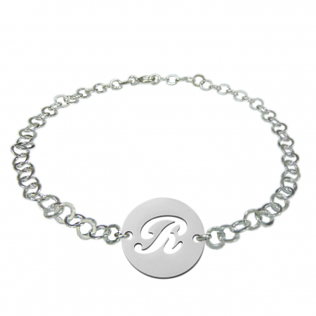 Bratari din argint: - Bratara argint personalizata banut decupat argint Litera R reglabila 9486420 Dras