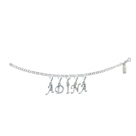 Bratari - Bratara argint personalizata nume Adina pandantive litere argint carabina reglabila GIOTTO875 Dras
