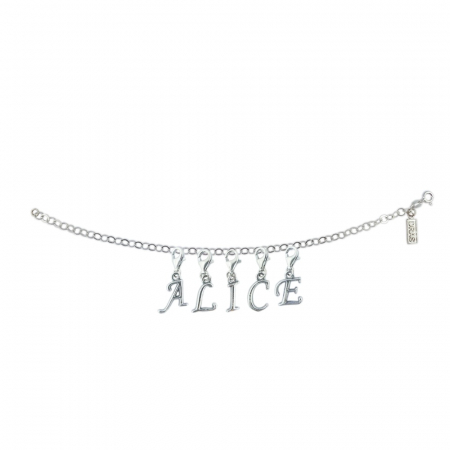 Cu nume - Bratara argint personalizata nume Alice pandantive litere argint carabina reglabila GIOTTO815 Dras