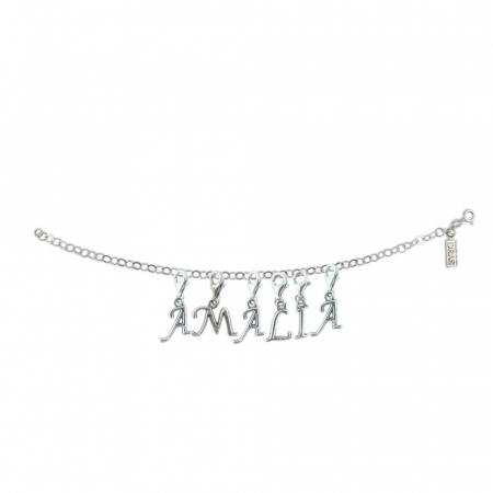 Bratari - Bratara argint personalizata nume Amalia pandantive litere argint carabina reglabila GIOTTO975 Dras