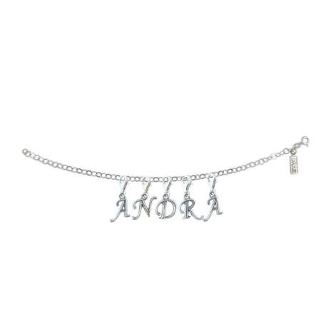 Bratari - Bratara argint personalizata nume Andra pandantive litere argint carabina reglabila GIOTTO900 Dras