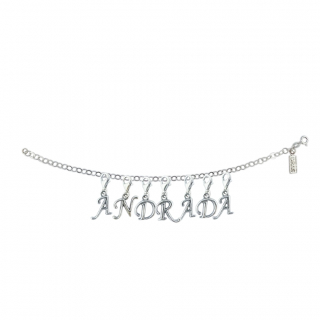 Bratari - Bratara argint personalizata nume Andrada pandantive litere argint carabina reglabila GIOTTO1150 Dras