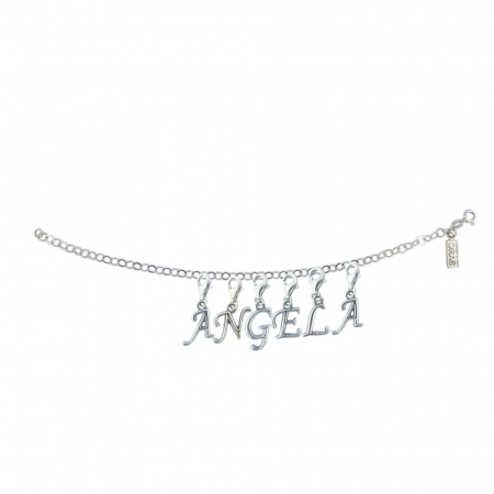 Bratari - Bratara argint personalizata nume Angela pandantive litere argint carabina reglabila GIOTTO980 Dras