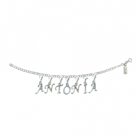 Bratari - Bratara argint personalizata nume Antonia pandantive litere argint carabina reglabila GIOTTO1080 Dras