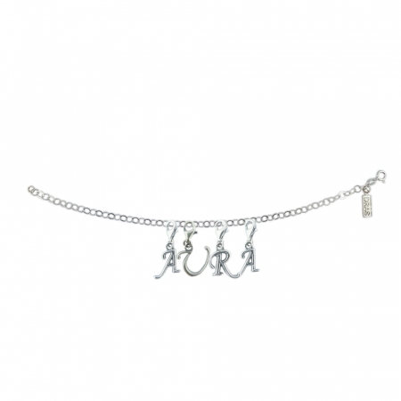 Cu nume - Bratara argint personalizata nume Aura pandantive litere argint carabina reglabila GIOTTO760 Dras