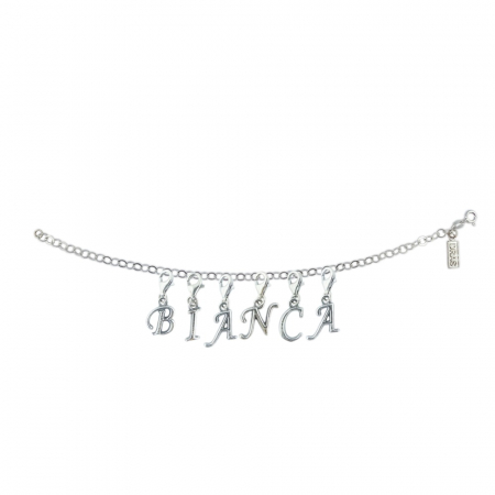 Bratari - Bratara argint personalizata nume Bianca pandantive litere argint carabina reglabila GIOTTO965 Dras