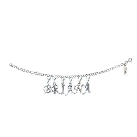Bratari - Bratara argint personalizata nume Briana pandantive litere argint carabina reglabila GIOTTO1125 Dras