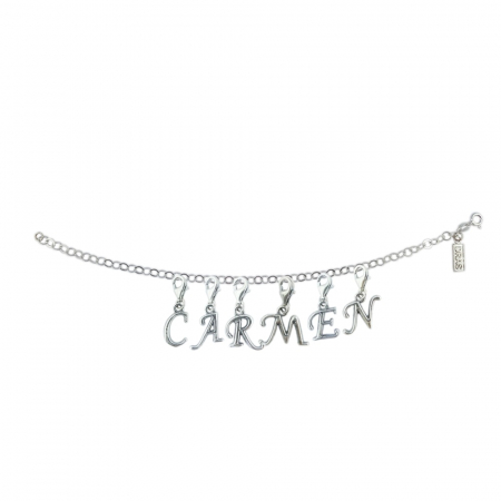 Bratari - Bratara argint personalizata nume Carmen pandantive litere argint carabina reglabila GIOTTO1025 Dras