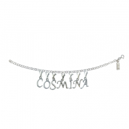 Bratari - Bratara argint personalizata nume Cosmina pandantive litere argint carabina reglabila GIOTTO1100 Dras