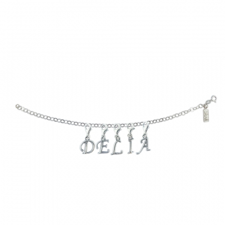 Cu nume - Bratara argint personalizata nume Delia pandantive litere argint carabina reglabila GIOTTO850 Dras