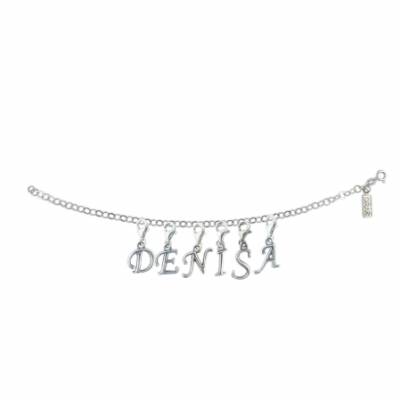 Toate produsele - Bratara argint personalizata nume Denisa pandantive litere argint carabina reglabila GIOTTO995 Dras