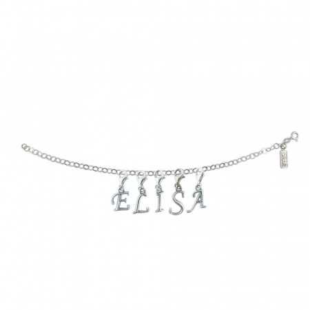 Cu nume - Bratara argint personalizata nume Elisa pandantive litere argint carabina reglabila GIOTTO830 Dras