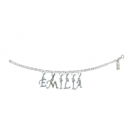 Bratari - Bratara argint personalizata nume Emilia pandantive litere argint carabina reglabila GIOTTO965 Dras